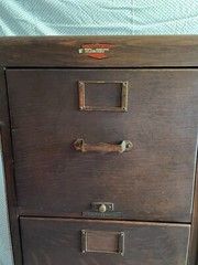 Antique 4 Drawer Library Bureau Sole Makers Tiger Oak File Cabinet