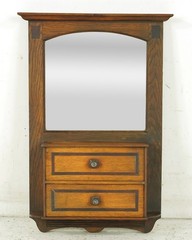 Vintage Wall Mounted Oak Mirrored Shaving Medicine Cabinet