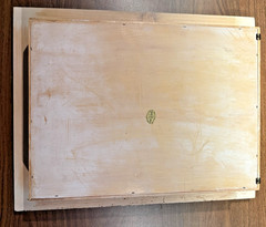 VTG wooden wall-hanging curio cabinet/display case w/framed glass door