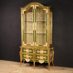 Vitrine double body display cabinet lacquered painted bookcase 20th century