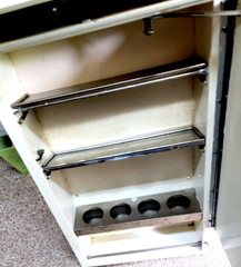 VINTAGE SHIPS-WHITE METAL MIRRORED.CABINET WITH LIGHT