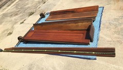 Antique Tambour Interior Door w Cabinet & Rails-Vintage Room Divider / Partition