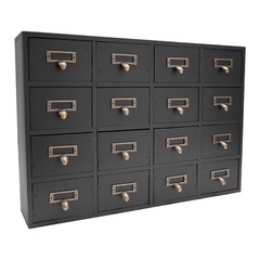 Card Catalog Desk Drawer Organizer – Wooden Storage Box With 16 Drawers – Home