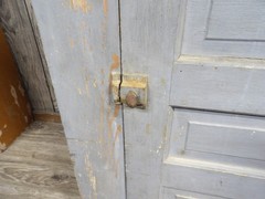 Heavy Antique Primitive Gray Painted Wall Floor Cupboard Cabinet 30″ X 34″ X 17″