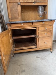 Antique Sellers Cabinet Hutch with Flour Sifter and Stained Glass Doors