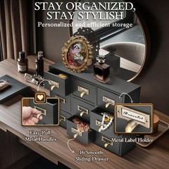 Apothecary Cabinet 9 Drawers Wooden Desktop Organizer for Home Office Jewelry