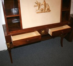 Mahogany Secretary Bookcase Vitrine, Italy, 1940