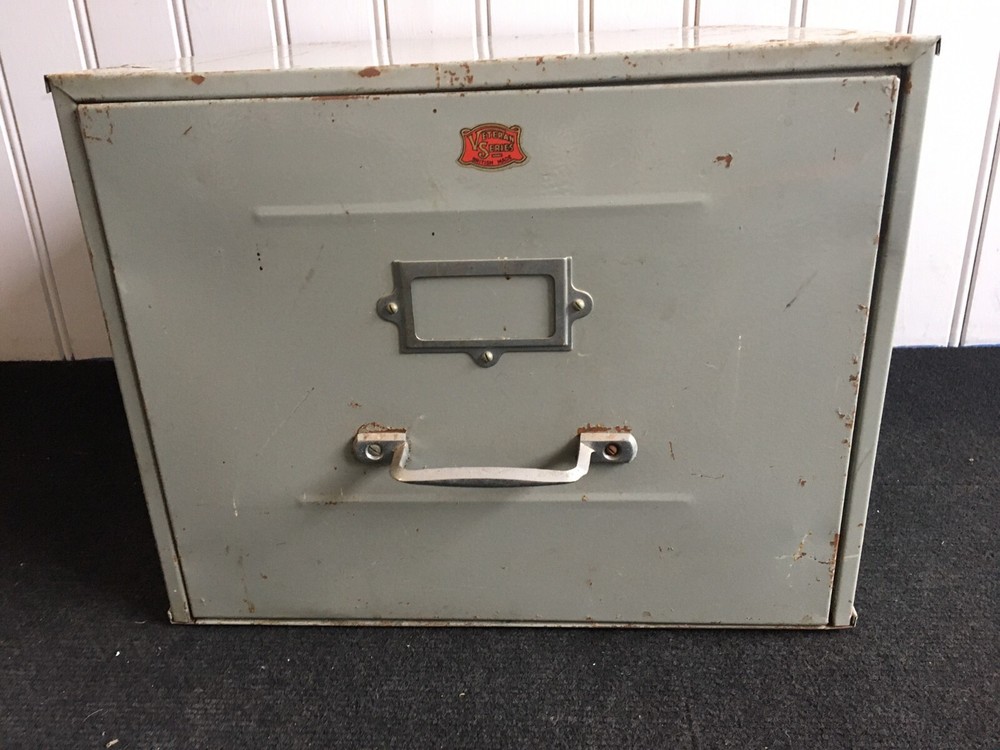 Vintage Veteran Series Metal Single Drawer Cabinet Grey