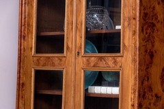 Antique French Louis Philippe Burl Wood Vitrine Cabinet