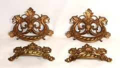 INCREDIBLE SET FOUR 18th 19thC NEOCLASSICAL GILT METAL CHEST of DRAWER HANDLES
