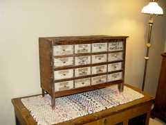 Primitive Country General Store Multi-Drawer Cabinet 1900s