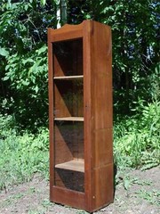 Antique Solid Oak Glass Front Chimney Cabinet Bookcase Display Case Cupboard