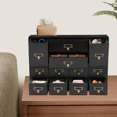 Black Vintage 12-Drawer Apothecary Cabinet, Stackable for Herbs/Tea/Stationery