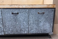 Antique Bakers Table Kitchen Center Island Store Counter 3″ Butchers Block Steel