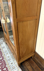 French Antique Carved Oak Art Nouveau 2 Mirrored Door Armoire Circa 1900.