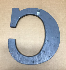 Decorative Salvaged Tin Ceiling 8″ Patchwork Silver Letter C Metal Old 614-26B