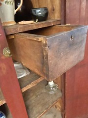 American 1800’s Cupboard Cabinet 2 DOOR 1 inside DRAWER ORIGINAL RED WASH PAINT