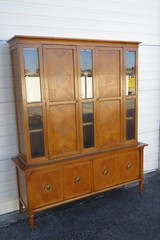 Mid Century Modern Two Part China Cabinet Cupboard Sideboard Credenza 4916