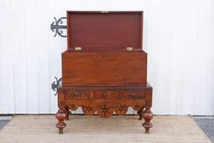 Antique Dutch Colonial Campaign Trunk on Stand