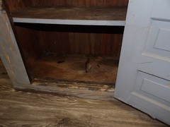 Heavy Antique Primitive Gray Painted Wall Floor Cupboard Cabinet 30″ X 34″ X 17″
