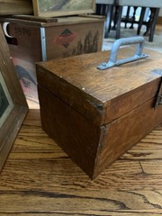 Vintage Handmade Mechanist Tool Box Chest Box Wood Metal Handle Primitive Rustic
