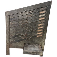 Antique Steel Printer’s Typeset Cabinet GA20717
