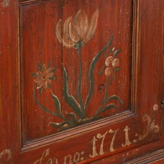 Original Hand Painted Swedish Pine Two Door Cupboard Cabinet Dated 1771