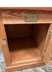 Vintage White Clad Oak Wood Ice Box Nightstand Cabinet Chest End Table NICE!