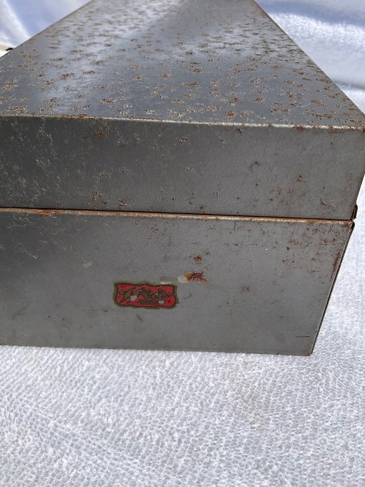 Vintage Weis Single Drawer Index Card Catalog Filing Cabinet Box Gray