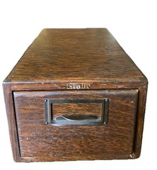 Antique Globe Wernicke Oak Library Card Catalog Drawer FileCabinet Index Box