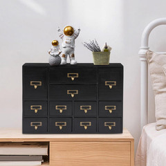 Black Vintage 12-Drawer Apothecary Cabinet, Stackable for Herbs/Tea/Stationery