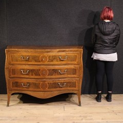 Antique commode Neapolitan chest of drawers Louis XV inlaid wood 18th century