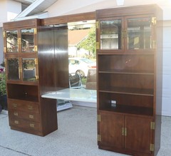 Campaign Henredon Vintage Wall Unit / Entertainment Center with Brass Hardware