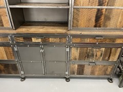 Industrial Credenza w/ Hutch Reclaimed Wood Welded High End Brutalist 96″ TALL!