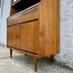 Petite Mid Century Walnut Hutch or Media Cabinet