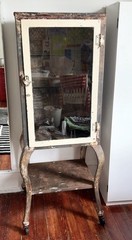 Antique steel and glass Medical apothecary Cabinet with Cabriole Legs