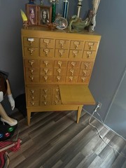 vintage card catalog, 40 drawers with two writing surfaces