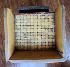 Mid Century Modern Bamboo Rattan Wicker Tabletop Cabinet 2 Drawers Tiki, Vintage