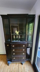 Vintage Dark Wood China Hutch Glass Display Cabinet Drawer Buffet Local Pickup