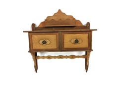 Antique Wall Hanging Herbal Rack Cabinet Kitchen Drawers Carved Sanded Wood Bar