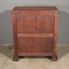 French Antique Renaissance Revival Solid Oak Wood Bar Cabinet with Carvings
