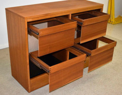 Vintage Danish Teak File Cabinet Tambour Doors