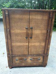 Vintage Alligator Cabinet Genuine Leather Entertainment Center Custom Made