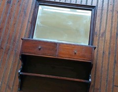 Antique Wall Mounted Victorian Mahogany Shaving Cabinet with Mirror