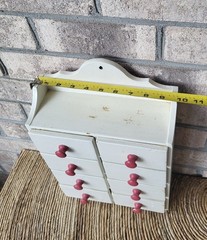 Vintage Wooden Apothecary Cabinet White 8 Drawer Spice Chest Primitive kitchen