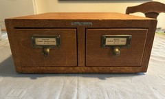 Vintage GLOBE WERNICKE Oak Double Drawer Index Card File Cabinet Card Index VN
