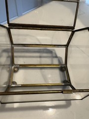 Vintage Octagonal Brass and Glass Display Box Hinged Lid w/ Ball Feet