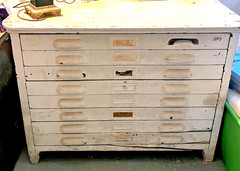 Vintage Wood Flat File Cabinet – Blueprint Drafting Architectural Art