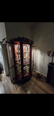 PAIR OF ANTIQUE AMERICAN OAK CHINA CURIO CABINETS C 1895. BUY 1 OR BOTH