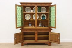 Renaissance Antique Oak Bookcase or Bar Cabinet, Knights #56779